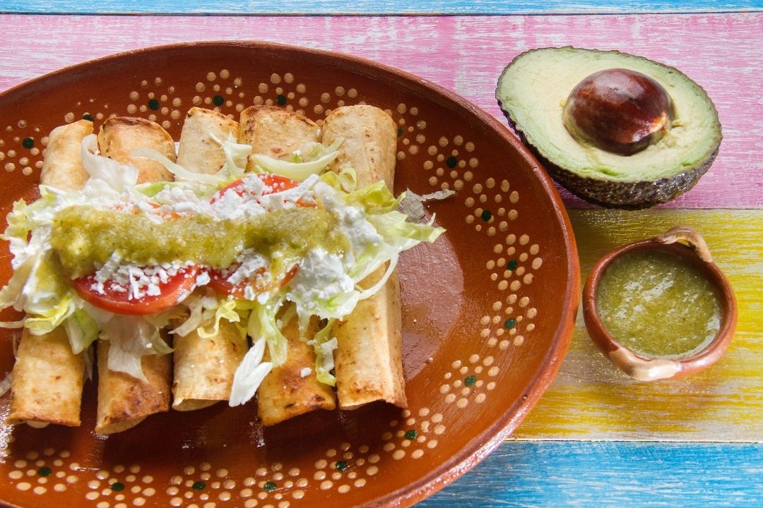 Green Chile, Chicken, and Sweet Corn Flautas