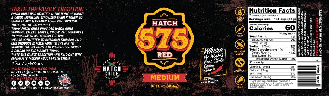Nutritional Facts Hatch Red Chile Sauce - 575 - Hatch Green Chile Store