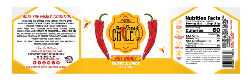 Nutrition Facts Hatch Hot Honey - Hatch Green Chile Store