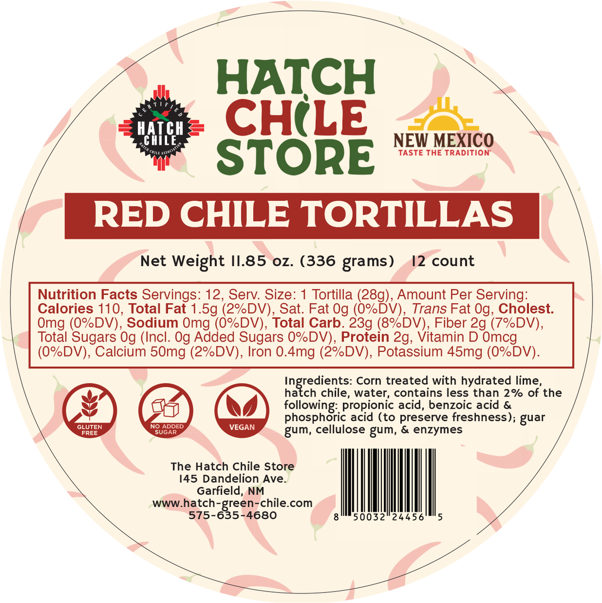 Package of Hatch red chile corn tortillas