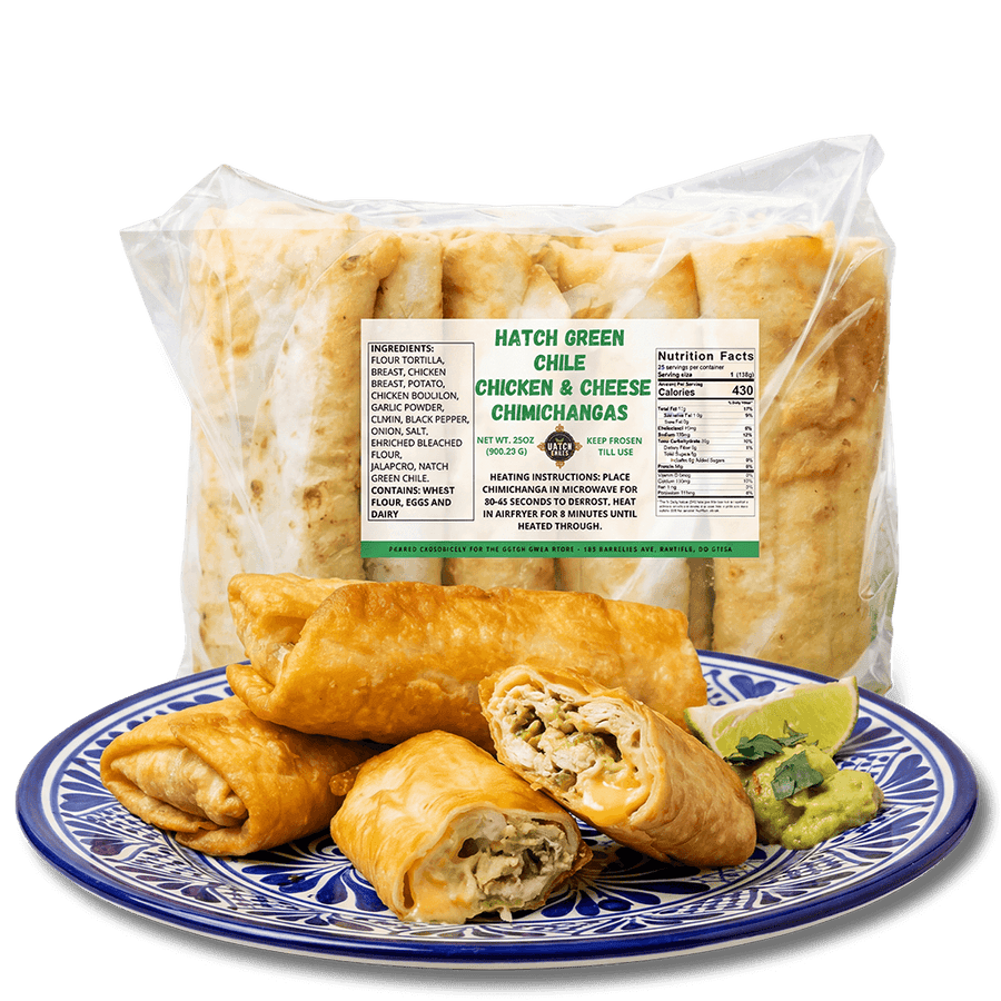 Hatch chile chicken chimichangas
