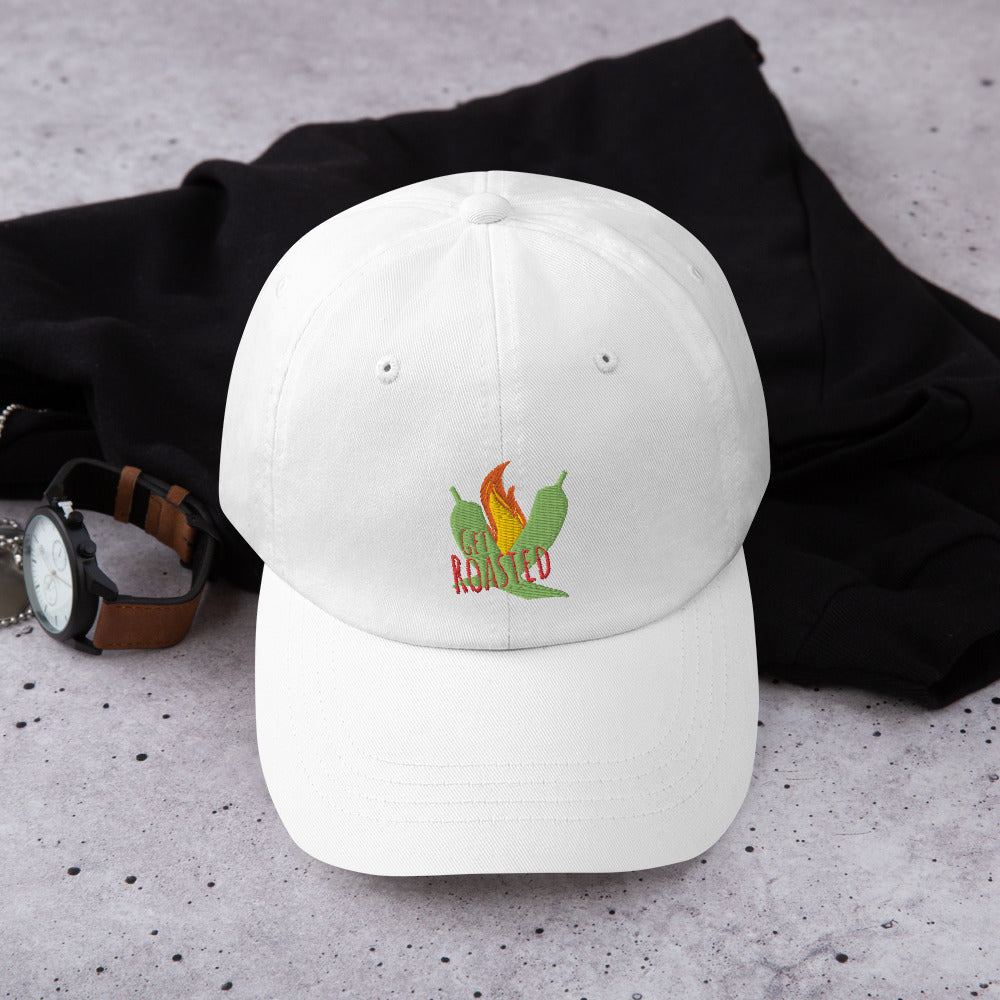 White Get Roasted Dad Hat - Hatch Green Chile Store