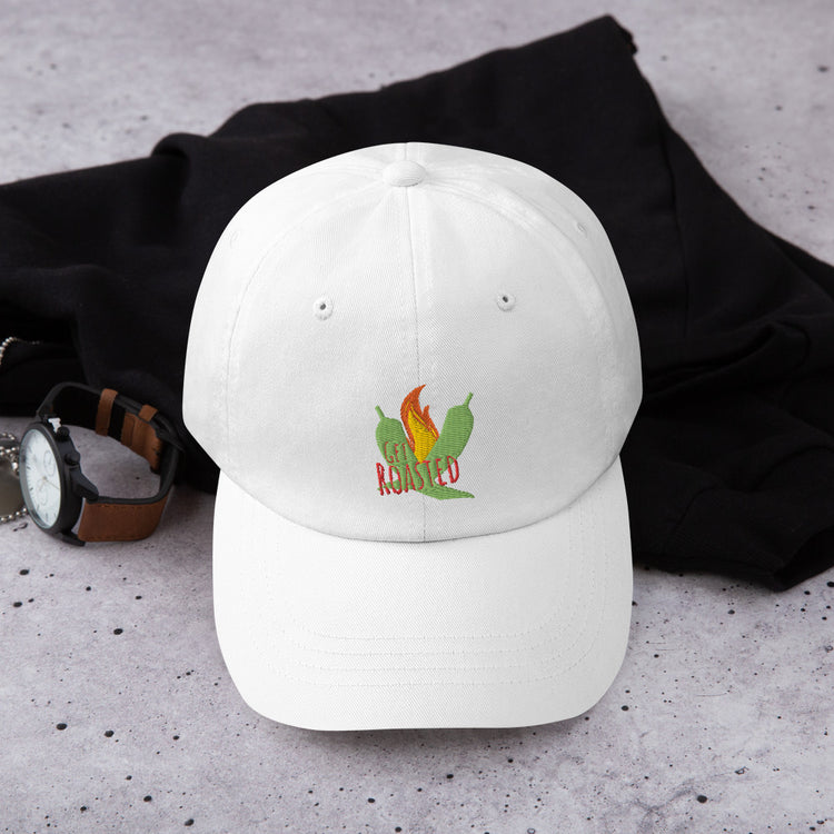 White Get Roasted Dad Hat - Hatch Green Chile Store