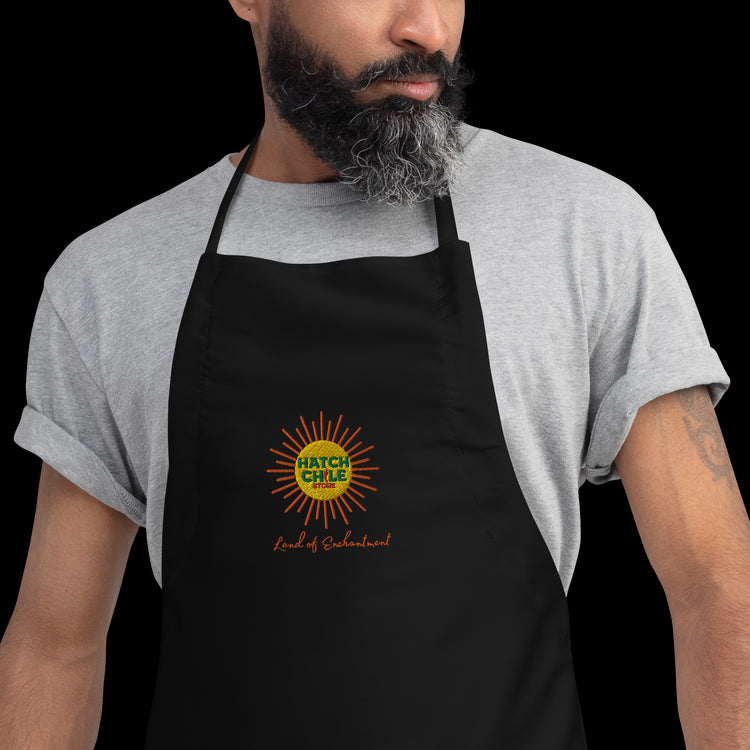 Black Land of Enchantment Embroidered Apron - Hatch Green Chile Store