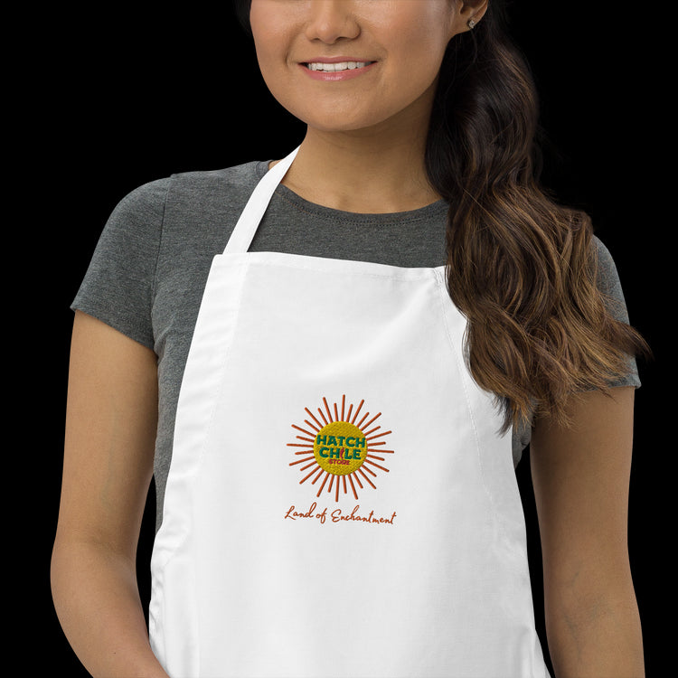 White Land of Enchantment Embroidered Apron - Hatch Green Chile Store