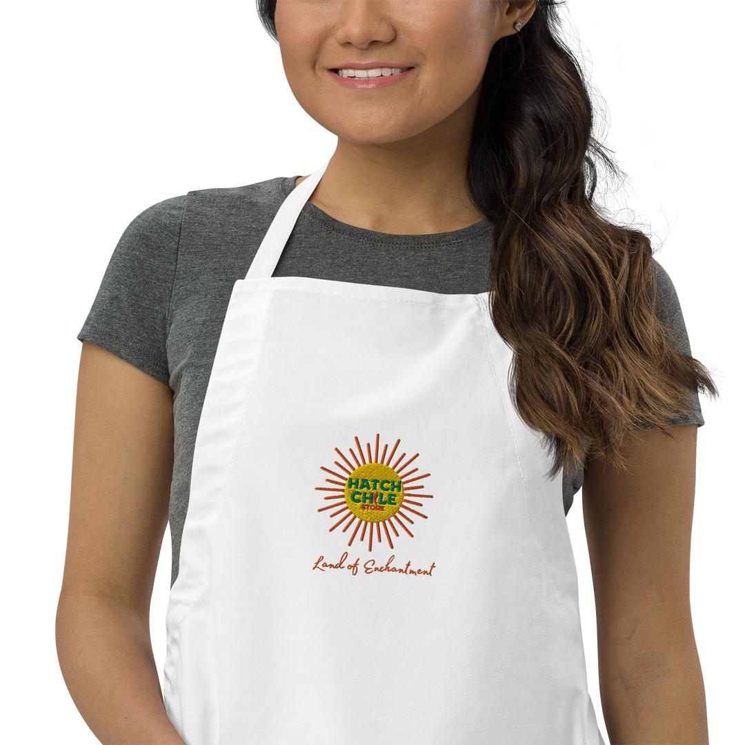 White Land of Enchantment Embroidered Apron - Hatch Green Chile Store