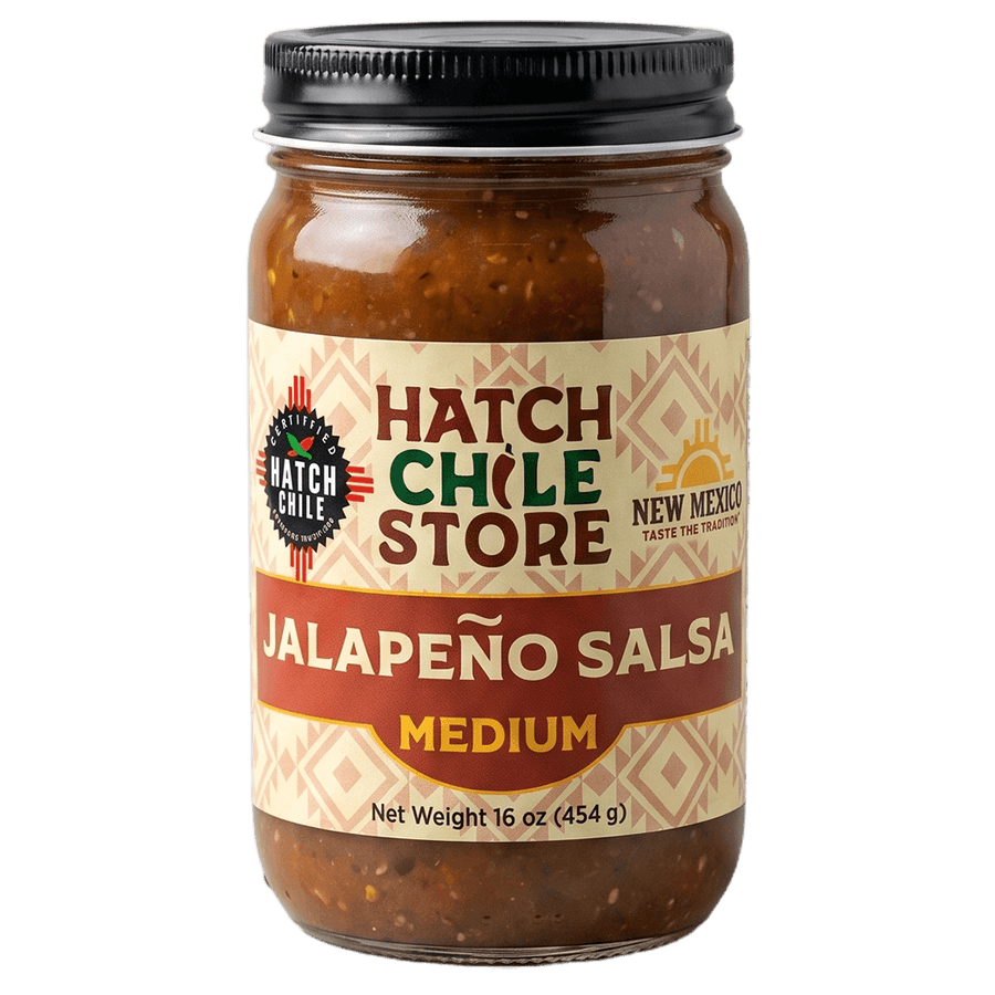Hatch jalapeño salsa, medium — 16 oz jar of New Mexico jalapeño salsa