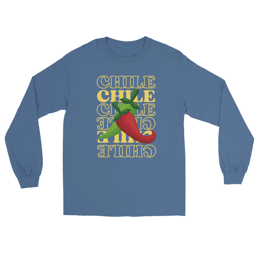 Red & Green Long Sleeve Shirt — men's long sleeve shirt in indigo blue, front view