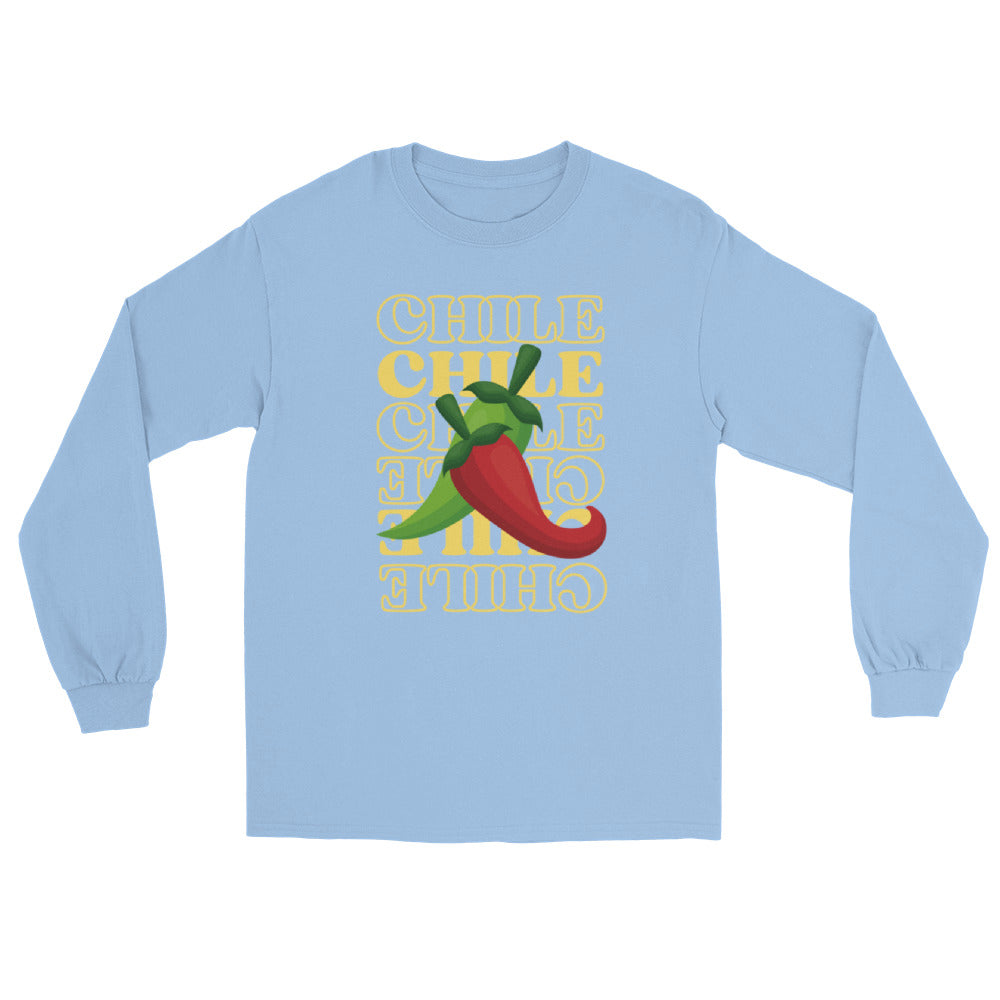 Red & Green Long Sleeve Shirt — men's long sleeve shirt in light blue, front view