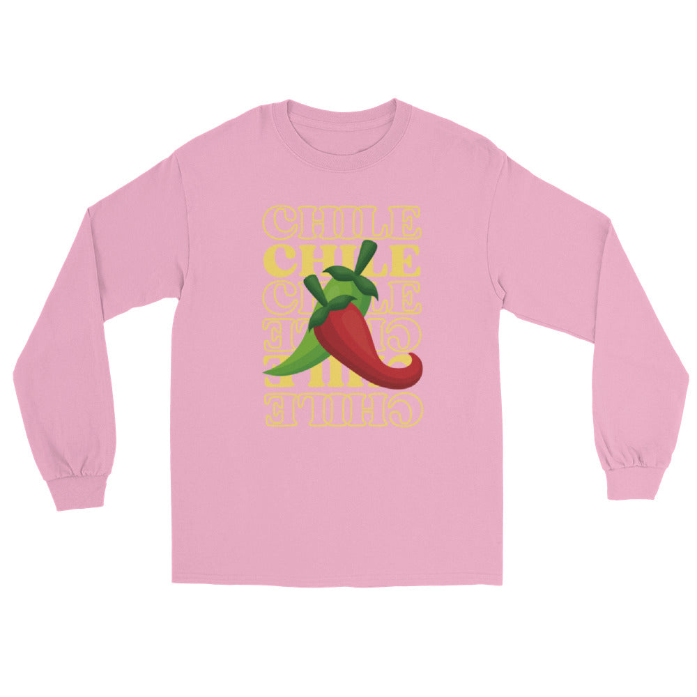 Red & Green Long Sleeve Shirt — men's long sleeve shirt in light pink, front view