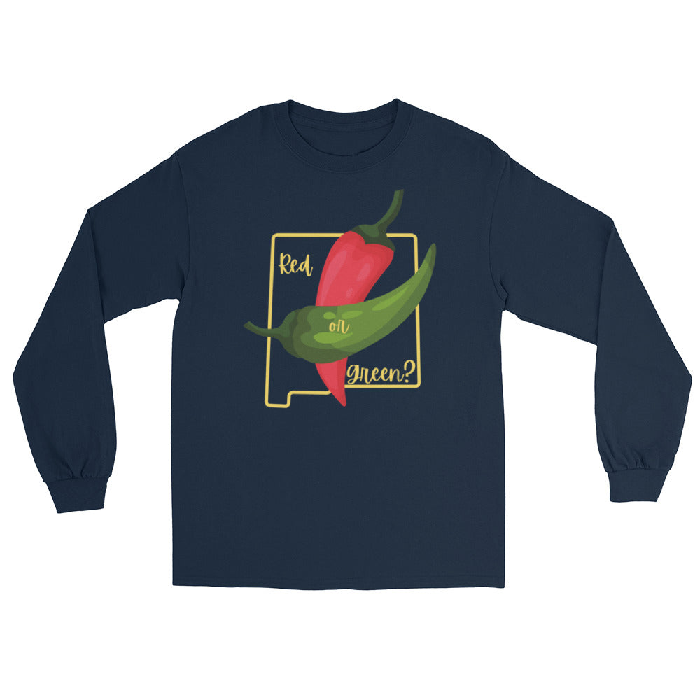 Navy Blue State Question Long Sleeve Shirt - Hatch Green Chile Store