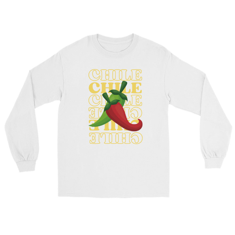 Red & Green Long Sleeve Shirt — men's long sleeve shirt in white, front view