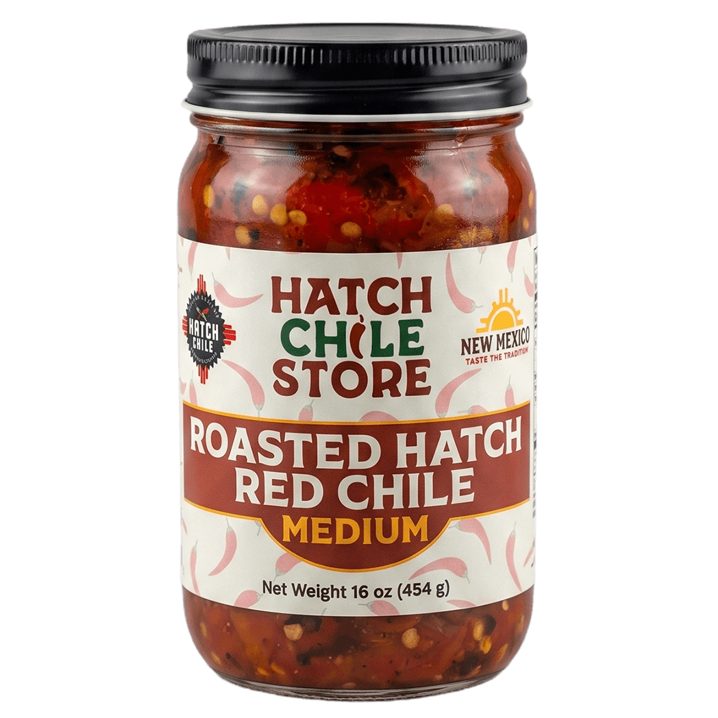 Roasted Hatch red chile, medium — 16 oz jar of New Mexico red chile