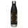 Red & Green Water Bottle — stainless steel water bottle, 17 oz in black, back view