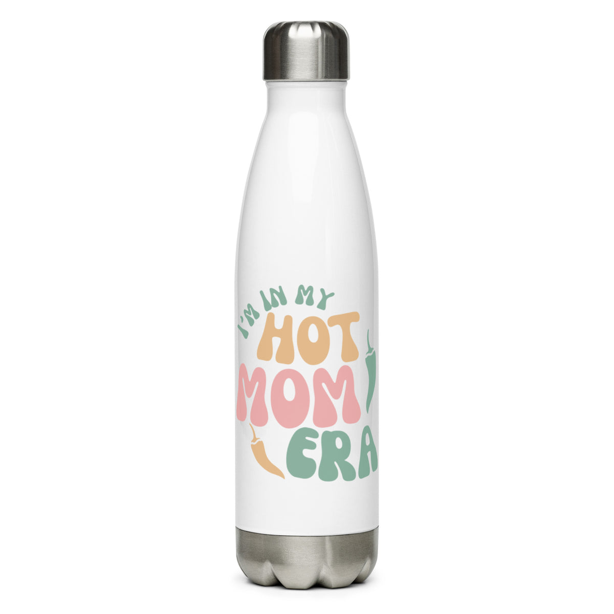 Era Water Bottle — stainless steel water bottle, 17 oz in white, front view