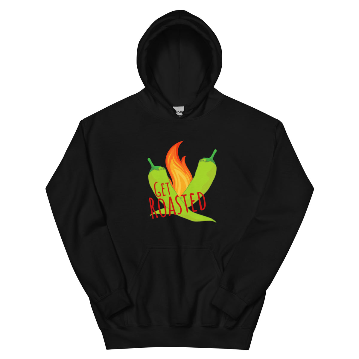 Get Roasted Hoodie — unisex hoodie in black, front view