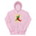Red & Green Hoodie — unisex hoodie in light pink, front view