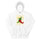 Red & Green Hoodie — unisex hoodie in white, front view