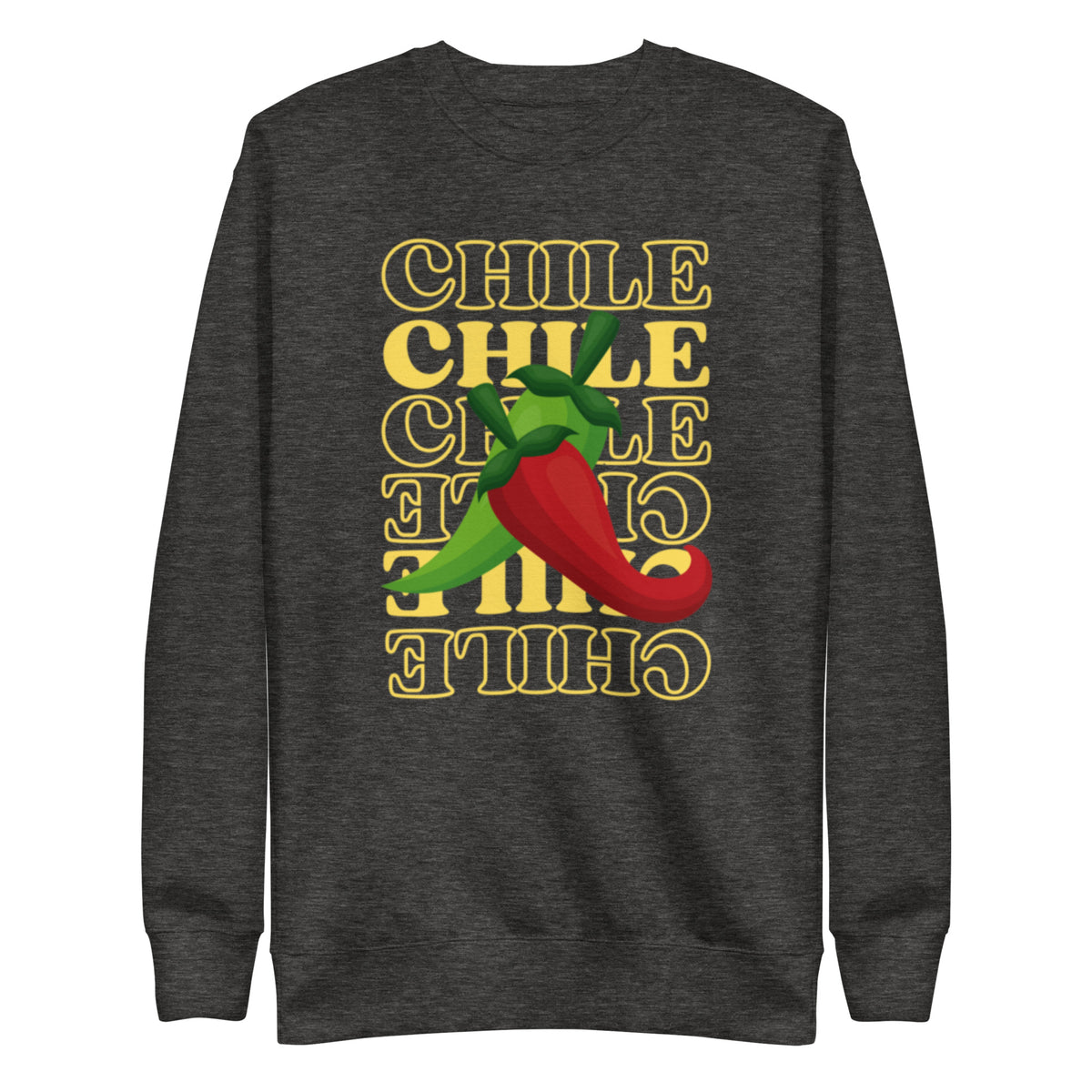 Red & Green Sweatshirt — unisex sweatshirt in charcoal heather, front view