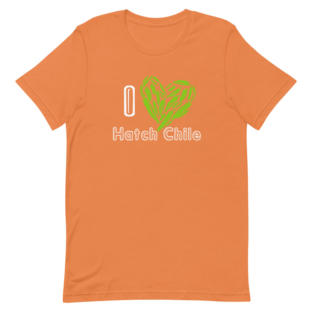 Orange I Love Hatch Chile Shirt - Hatch Green Chile
