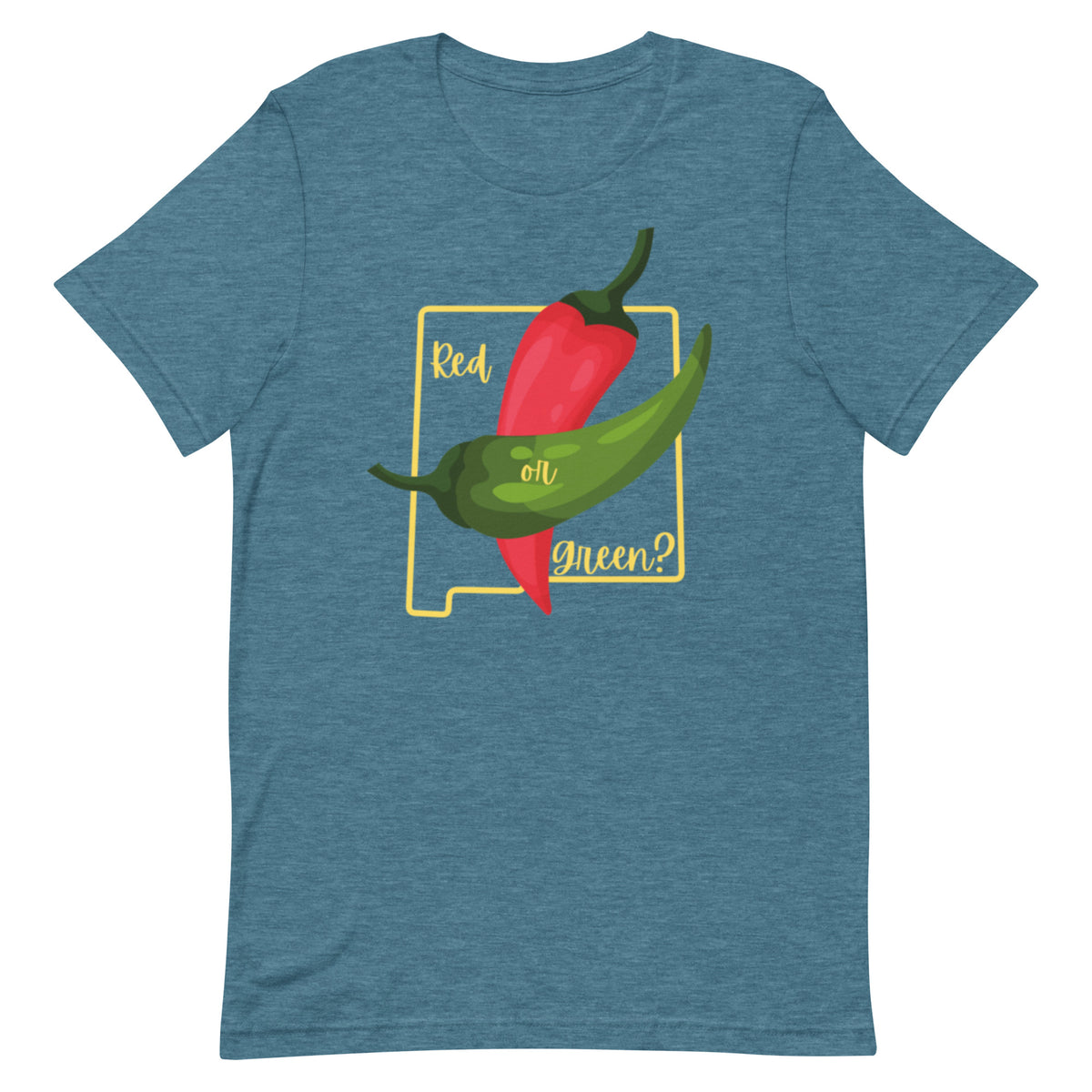 State Question Shirt — unisex t-shirt in heather deep teal, front view