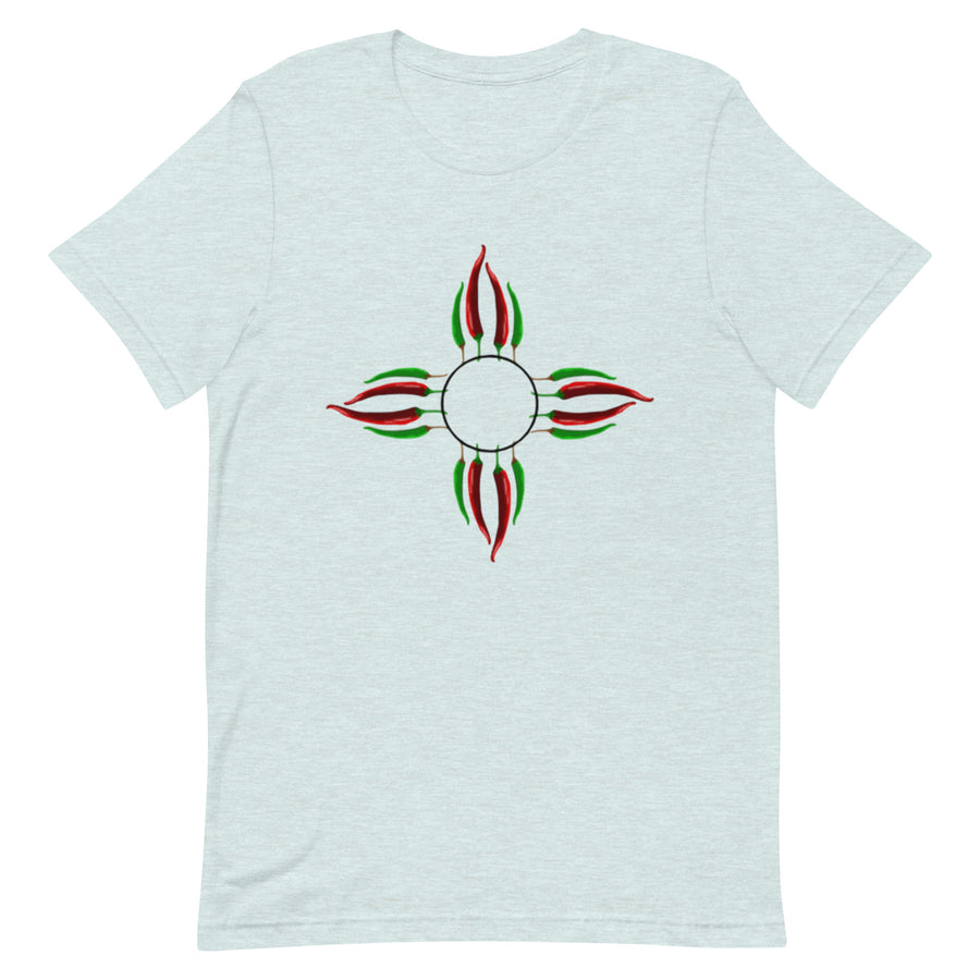 Chile Zia Shirt — unisex t-shirt in heather prism ice blue, front view