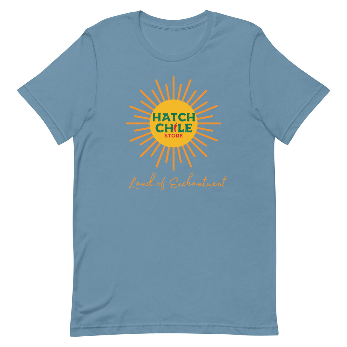 Land of Enchantment Shirt — unisex t-shirt in steel blue, front view
