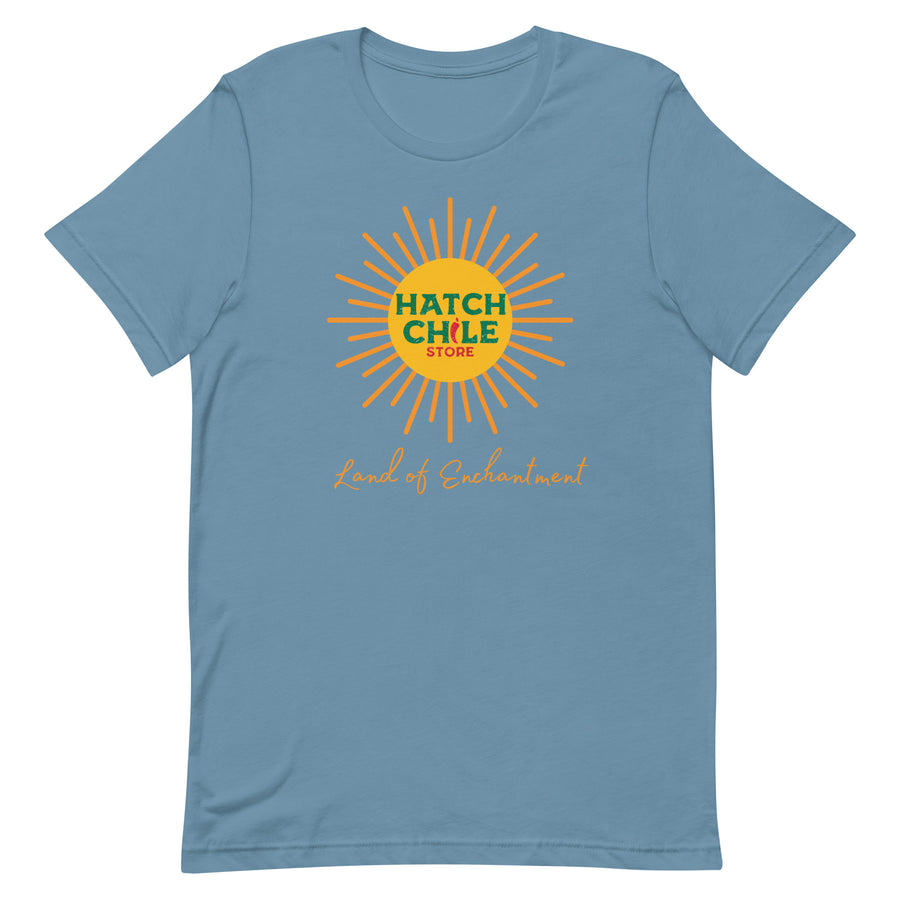 Land of Enchantment Shirt — unisex t-shirt in steel blue, front view