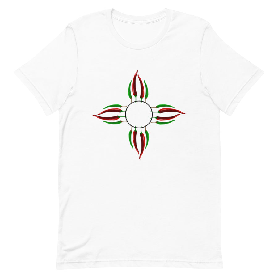 Chile Zia Shirt — unisex t-shirt in white, front view