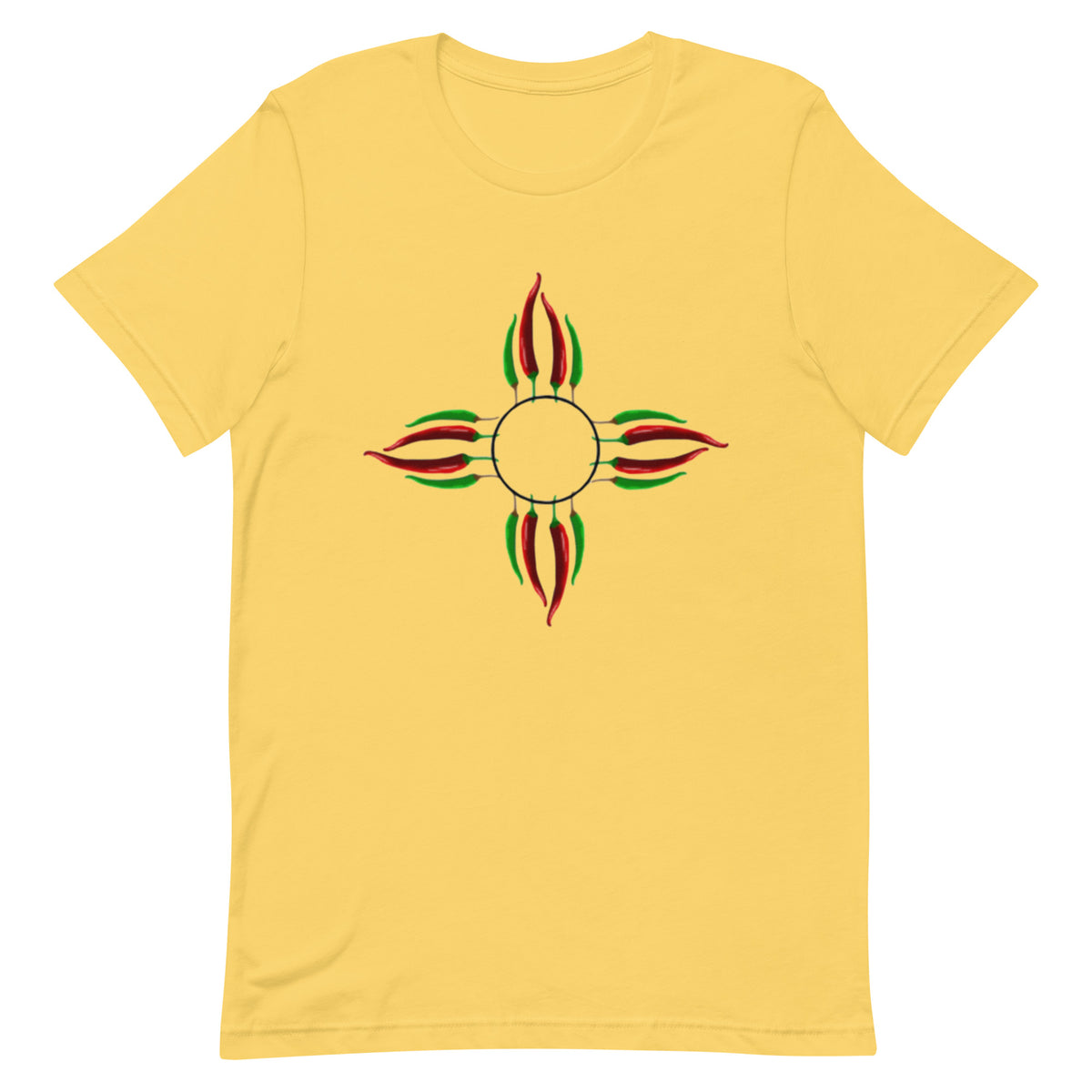 Chile Zia Shirt — unisex t-shirt in yellow, front view