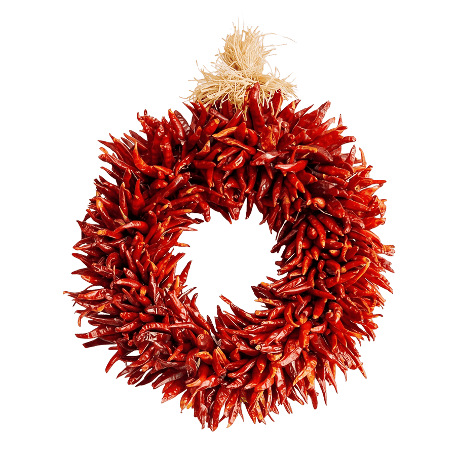 Chile pequin wreath handmade with small red pequin peppers