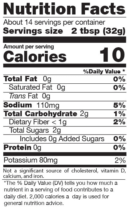 Nutrition facts Medium Hot Jalapeño Salsa - Hatch Green Chile Store