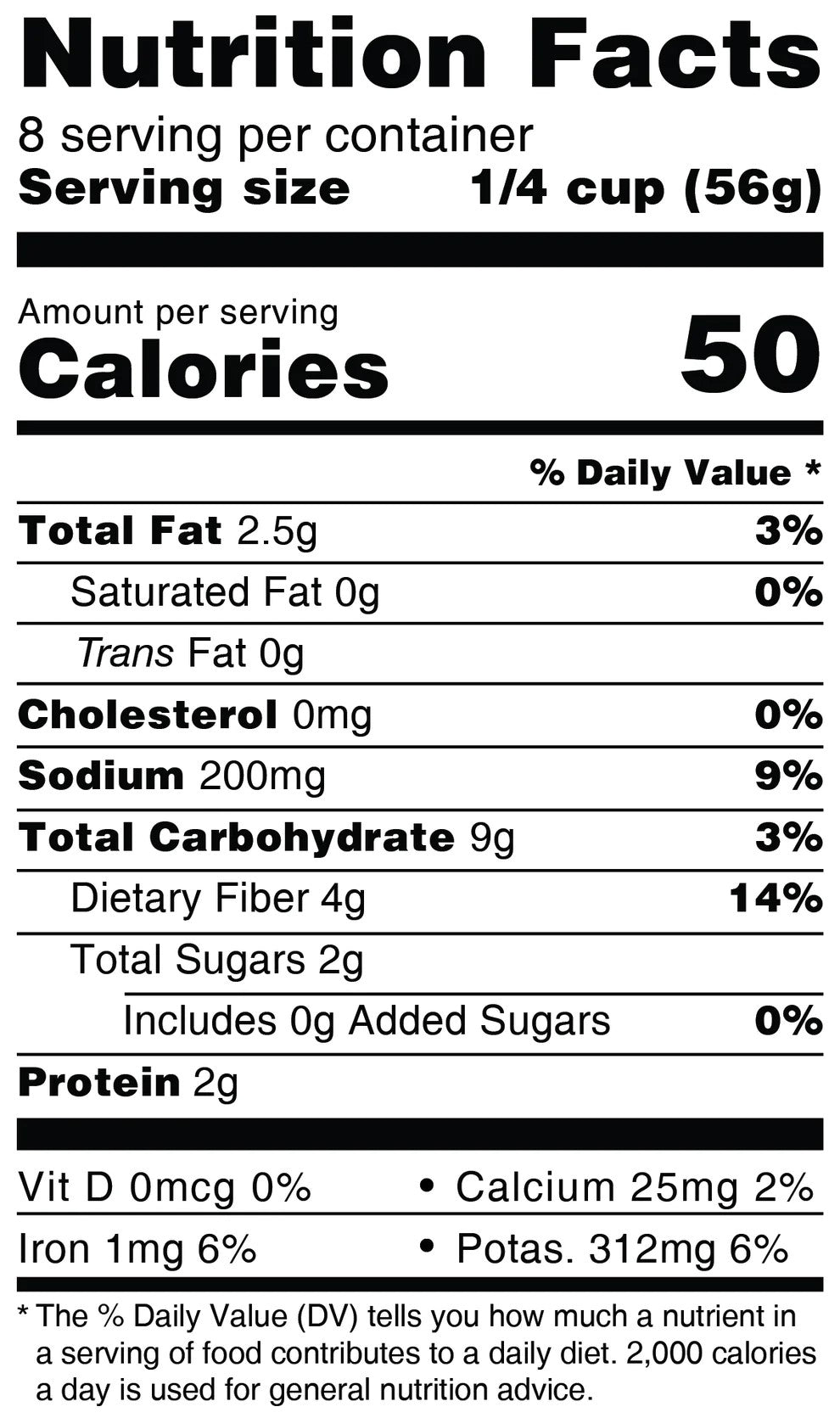 Nutrition facts label showing serving size, calories, and nutrients for a Sun-Dried Red Chile Sauce. Details include calories, fat, cholesterol, sodium, carbohydrates, protein, and mineral content.