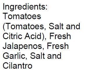 Ingredients of New Mexico Gold Salsa - Hatch Green Chile Store