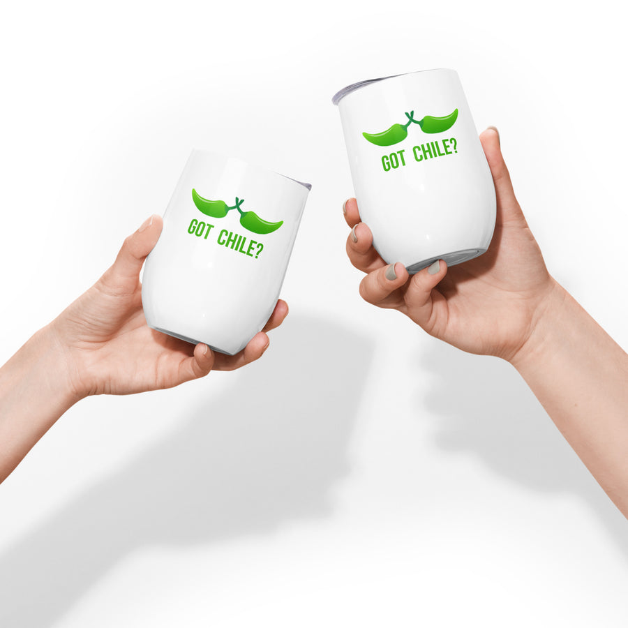 Got Chile Wine Tumbler — wine tumbler in white, front view