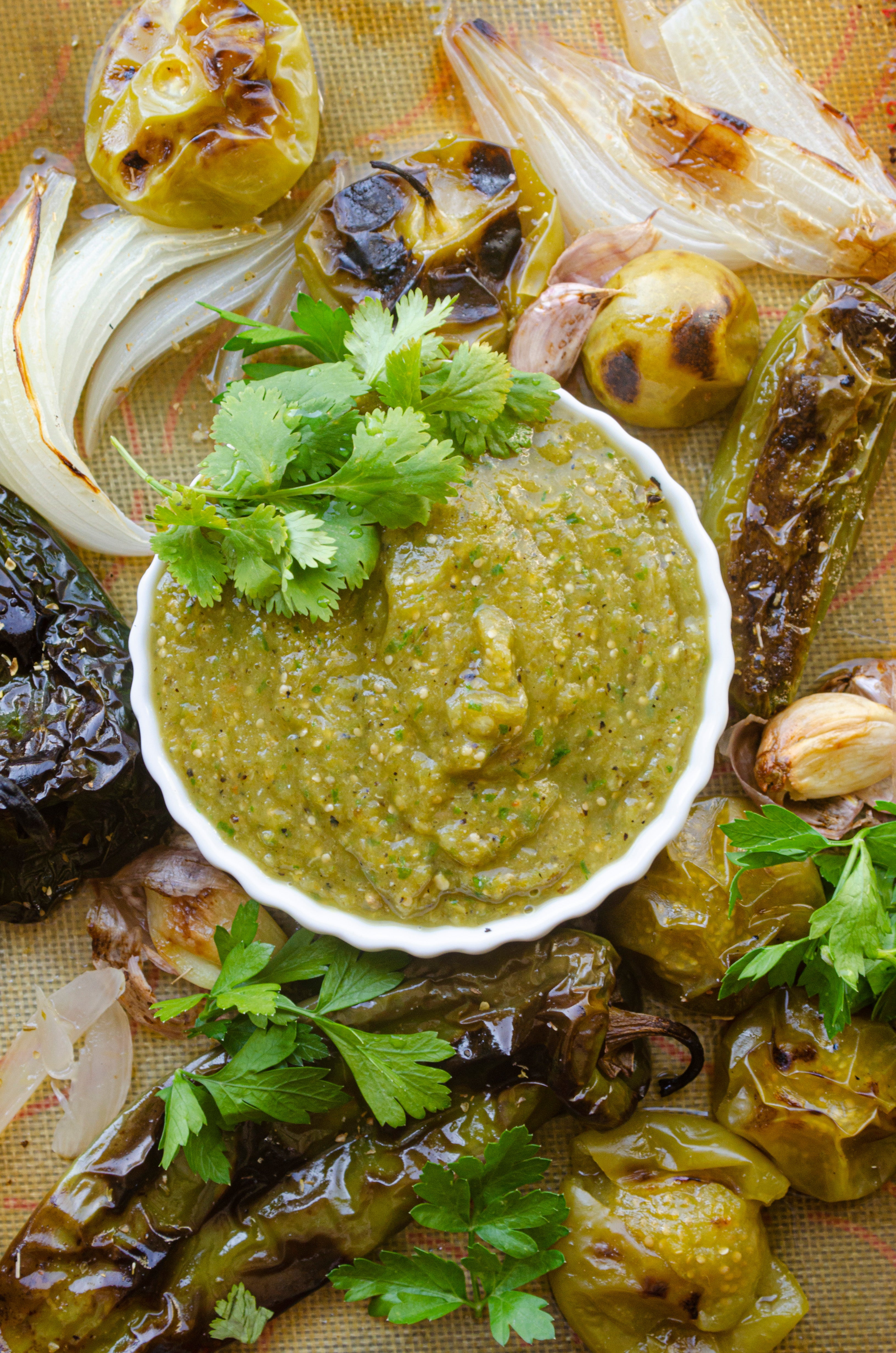 Hatch Green Chile Salsa Verde with fresh or frozen chile and tomatillos