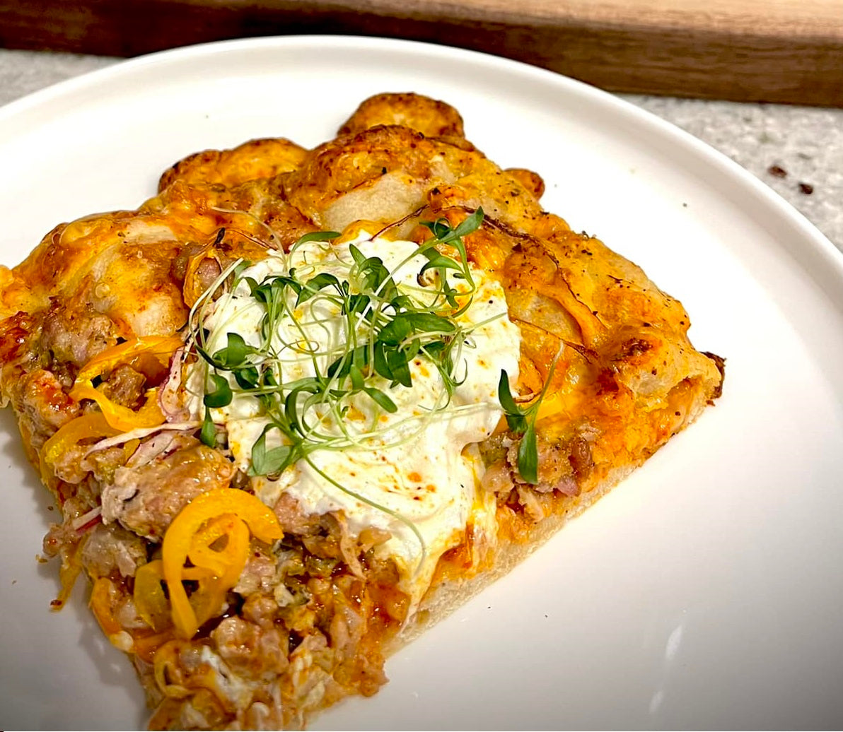 Stuffed Crust Hatch Chile Sausage Pizza