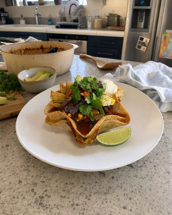 Black Bean Soup in Quesadilla Bowl