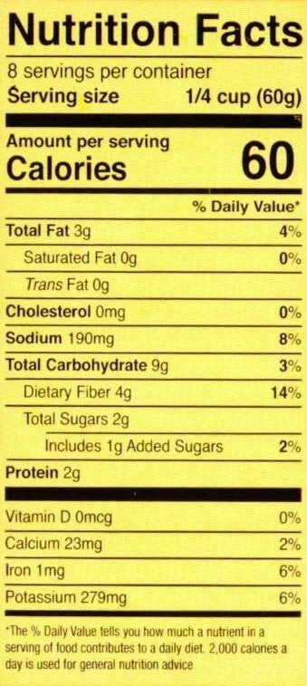 Ol' Gringo Red Chile Sauce nutrition facts panel