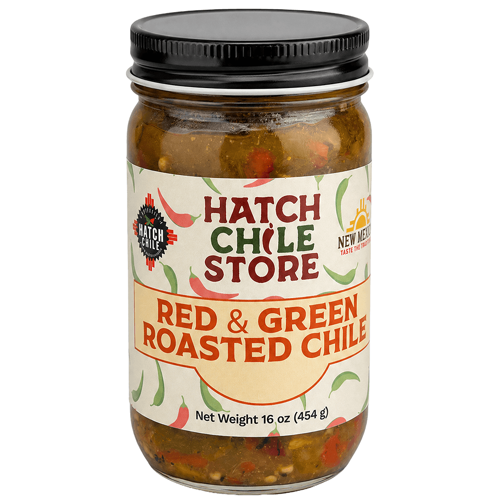 16 oz jar of Hatch red and green roasted chile blend