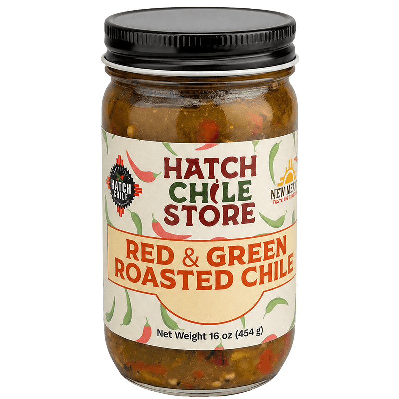 16 oz jar of Hatch red and green roasted chile blend