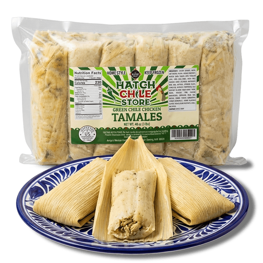 Hatch green chile chicken tamales