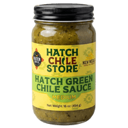 Hatch green chile sauce, medium — 16 oz jar of authentic New Mexico green chile