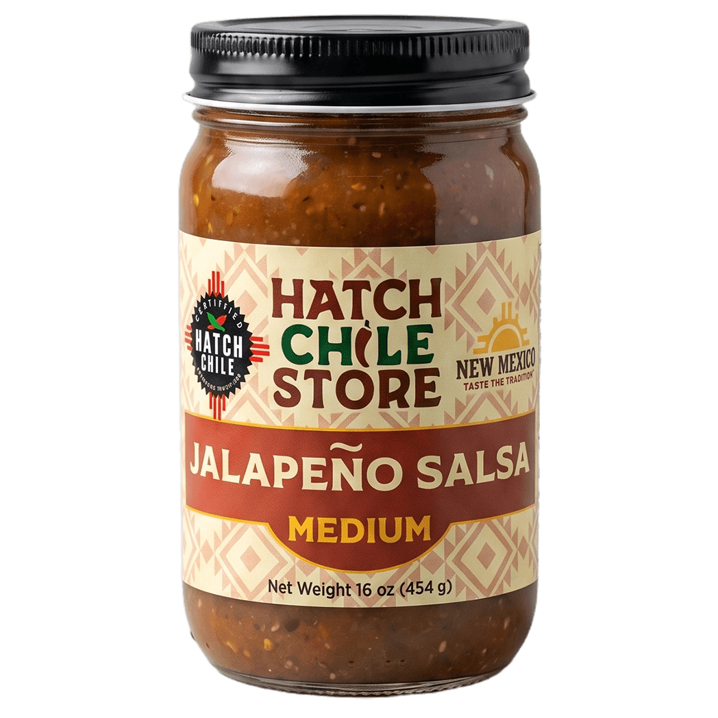Hatch jalapeño salsa, medium — 16 oz jar of New Mexico jalapeño salsa