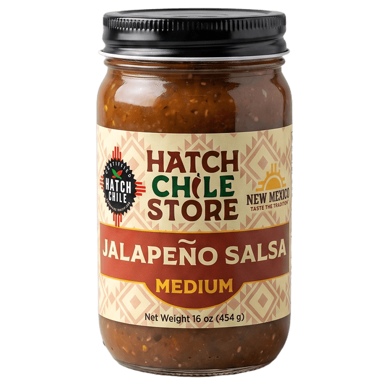 Hatch jalapeño salsa, medium — 16 oz jar of New Mexico jalapeño salsa