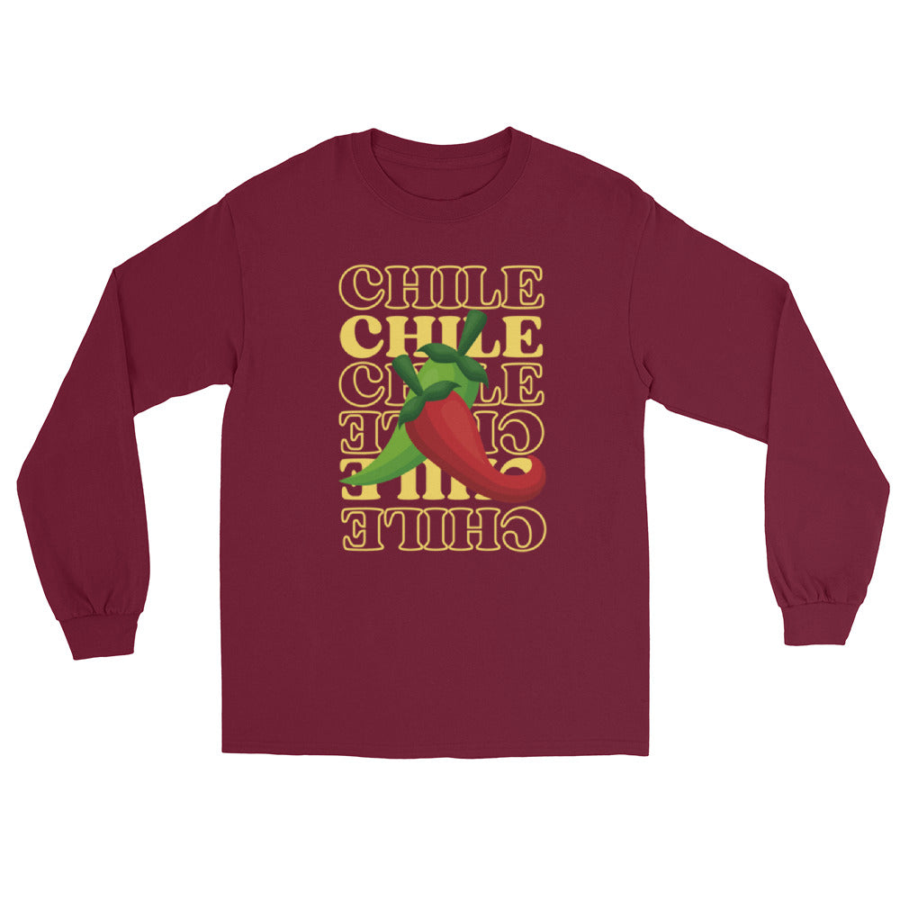 Red & Green Long Sleeve Shirt — men's long sleeve shirt in maroon, front view