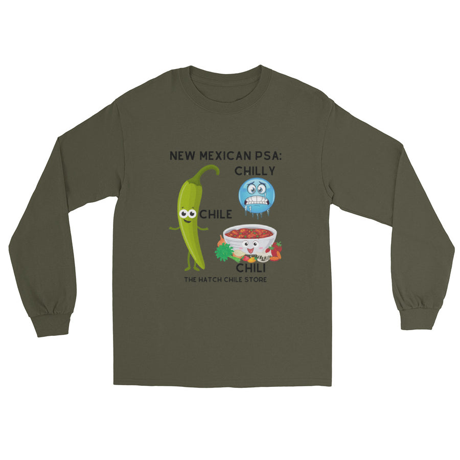 PSA Long Sleeve Shirt — men's long sleeve shirt in military green, front view