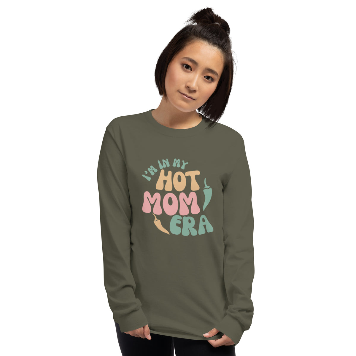 Era Long Sleeve Shirt — men's long sleeve shirt in military green, front view