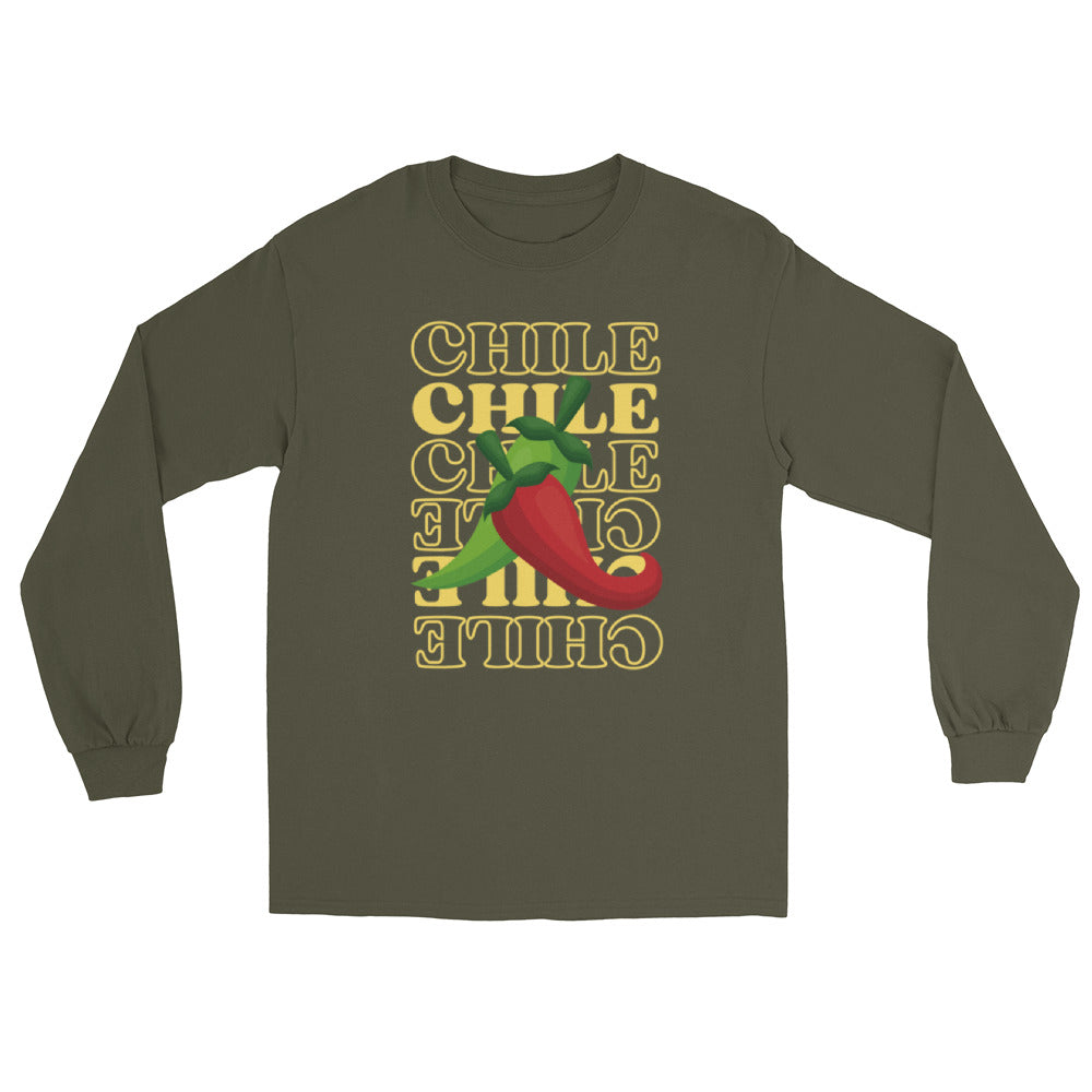 Red & Green Long Sleeve Shirt — men's long sleeve shirt in military green, front view