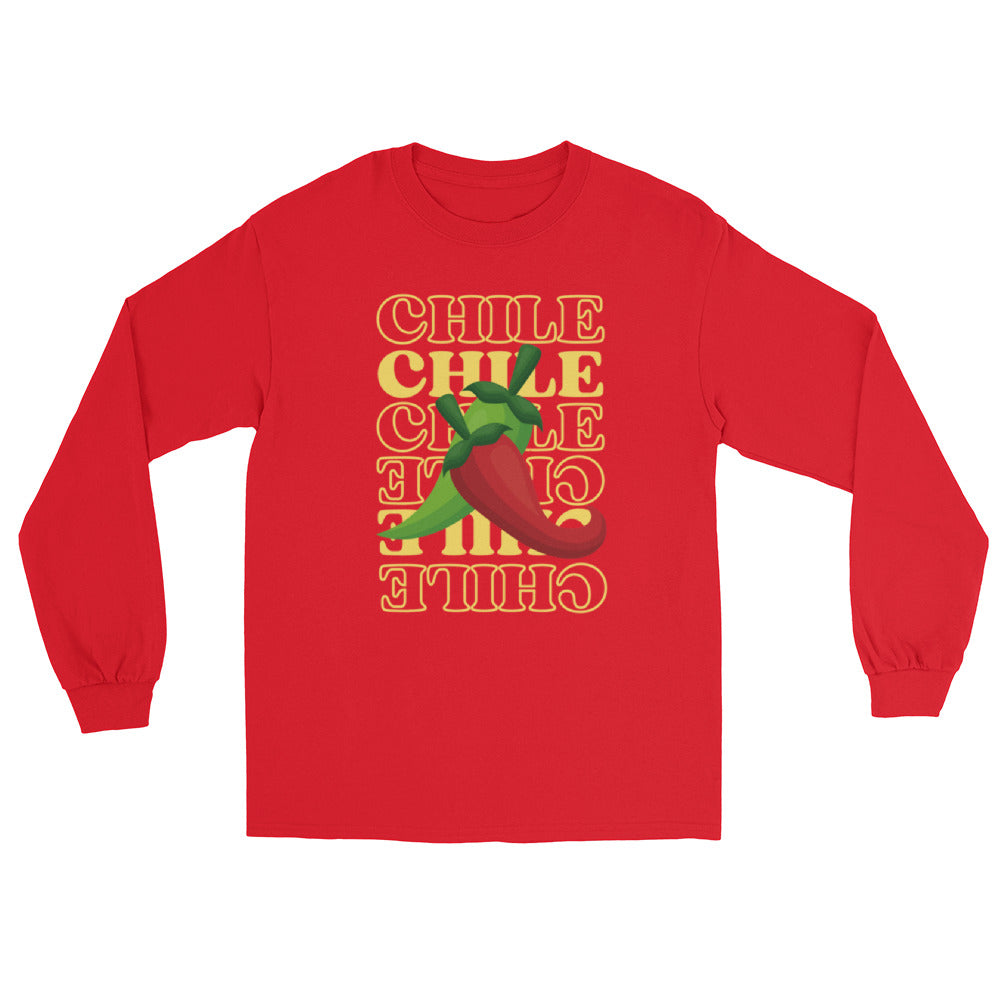 Red & Green Long Sleeve Shirt — men's long sleeve shirt in red, front view